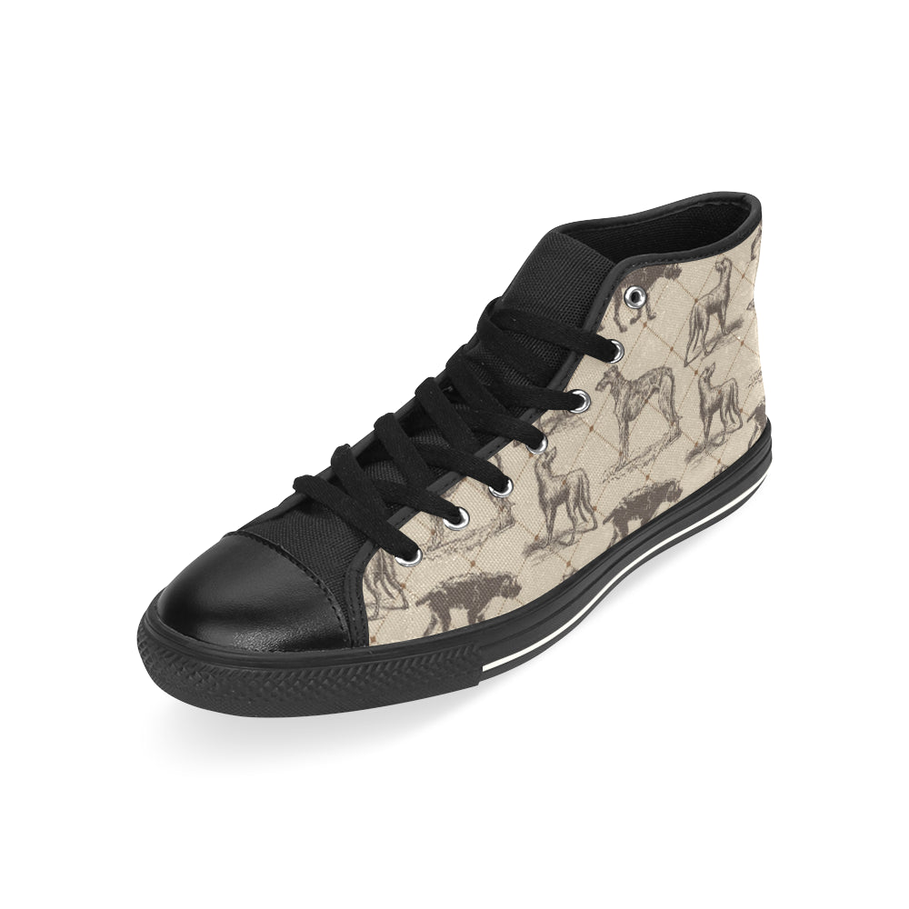 Scottish Deerhounds Black High Top Canvas Shoes for Kid - TeeAmazing