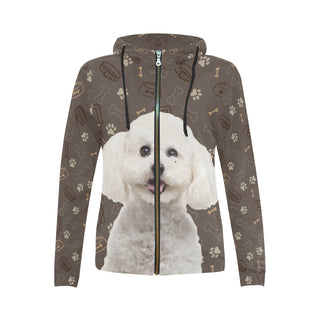 Bichon Frise Dog All Over Print Full Zip Hoodie for Women - TeeAmazing