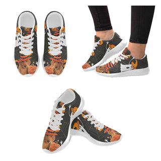 Golden Retriever Halloween White Sneakers for Women - TeeAmazing