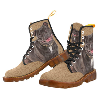 Staffordshire Bull Terrier Lover Black Boots For Women - TeeAmazing