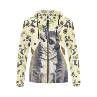 Lemur All Over Print Full Zip Hoodie for Women - TeeAmazing