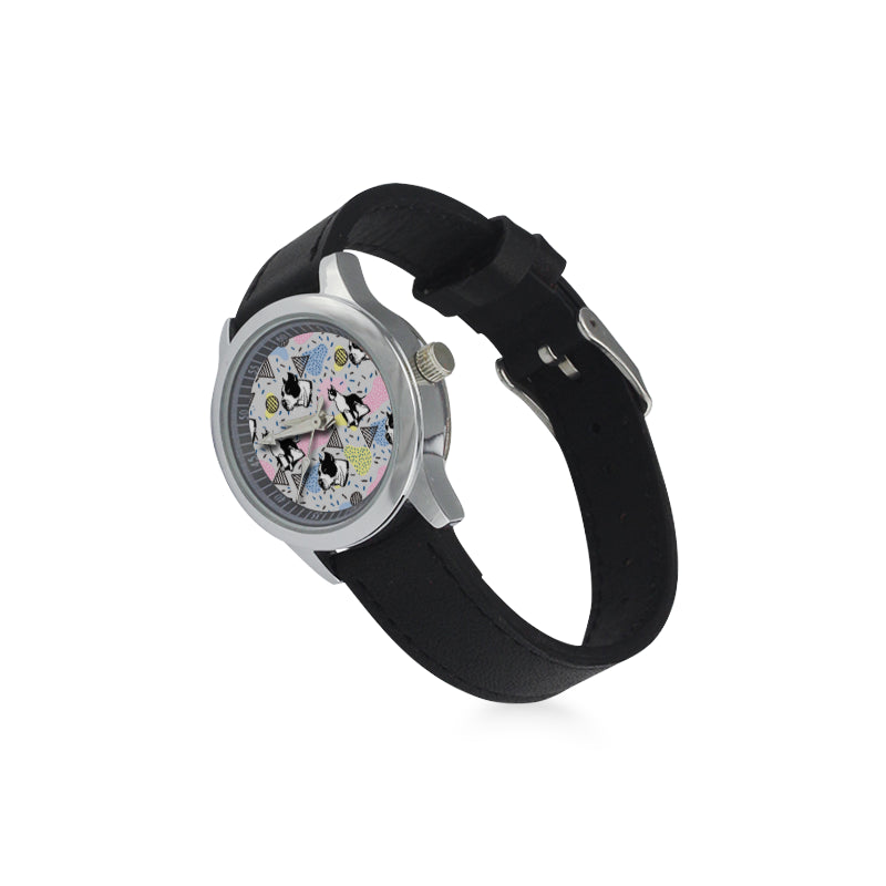 American Staffordshire Terrier Pattern Kid's Stainless Steel Leather Strap Watch - TeeAmazing