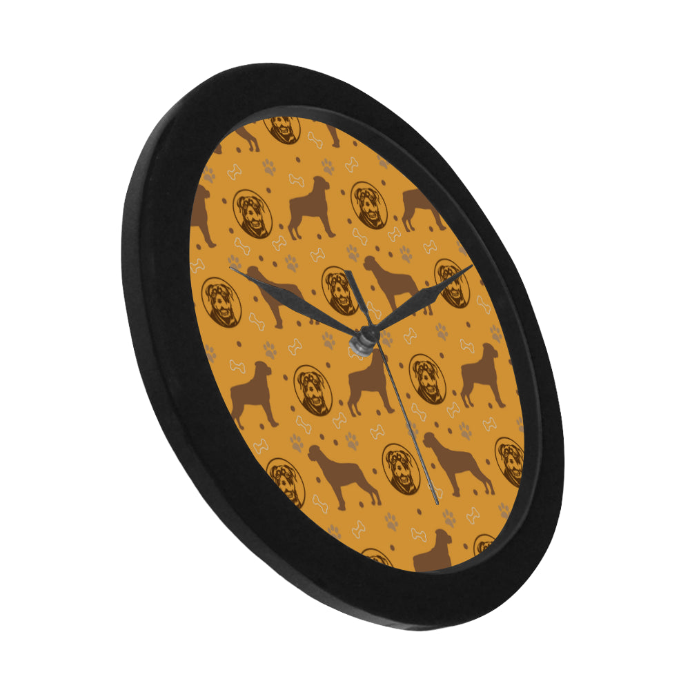 Rottweiler Pattern Black Circular Plastic Wall clock - TeeAmazing
