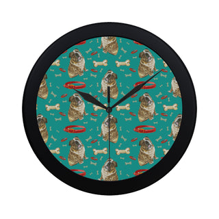 English Bulldog Water Colour Pattern No.1 Circular Plastic Wall clock - TeeAmazing