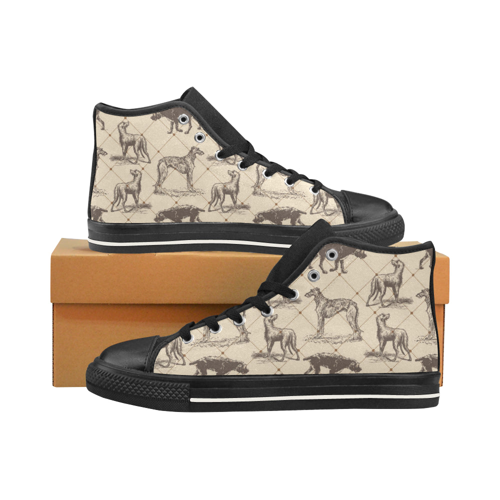 Scottish Deerhounds Black Men’s Classic High Top Canvas Shoes /Large Size - TeeAmazing