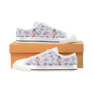 Ballet Pattern White Low Top Canvas Shoes for Kid - TeeAmazing