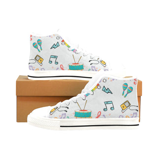 Cute Music White Men’s Classic High Top Canvas Shoes /Large Size - TeeAmazing