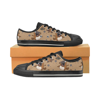 Platypus Pattern Black Low Top Canvas Shoes for Kid - TeeAmazing