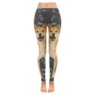 Shiba Inu Dog Low Rise Leggings (Invisible Stitch) (Model L05) - TeeAmazing