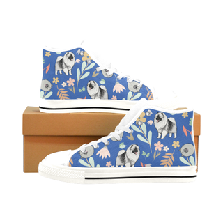 Keeshound Flower White Men’s Classic High Top Canvas Shoes /Large Size - TeeAmazing