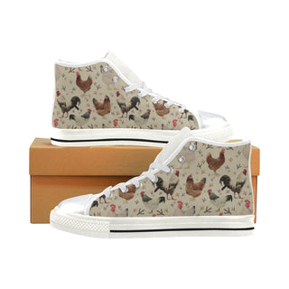 Chicken White High Top Canvas Shoes for Kid - TeeAmazing