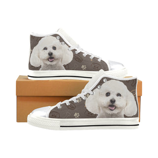 Bichon Frise Dog White High Top Canvas Women's Shoes/Large Size - TeeAmazing