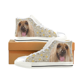 Afghan Hound White High Top Canvas Shoes for Kid - TeeAmazing