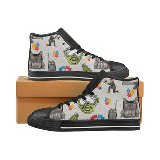 Paintball Black High Top Canvas Shoes for Kid - TeeAmazing