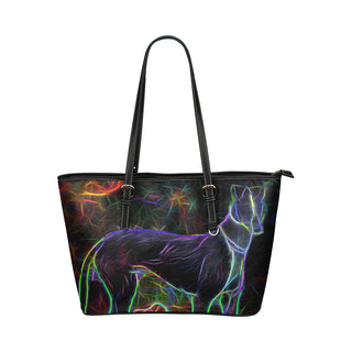 Greyhound Glow Design 3 Leather Tote Bag/Small - TeeAmazing
