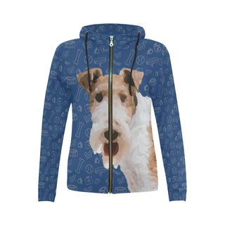 Wire Hair Fox Terrier Dog All Over Print Full Zip Hoodie for Women - TeeAmazing