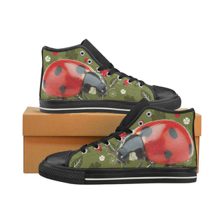 Lady Bug Black Women's Classic High Top Canvas Shoes - TeeAmazing