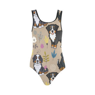 Bernese Mountain Flower Vest One Piece Swimsuit (Model S04) - TeeAmazing