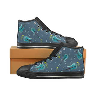 Electric Guitar Pattern Black Men’s Classic High Top Canvas Shoes - TeeAmazing