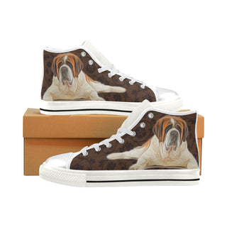 St. Bernard Lover White High Top Canvas Women's Shoes/Large Size - TeeAmazing