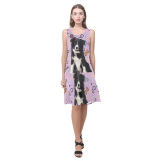 Border Collie Sleeveless Splicing Shift Dress - TeeAmazing