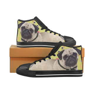 Pug Black Men’s Classic High Top Canvas Shoes /Large Size - TeeAmazing