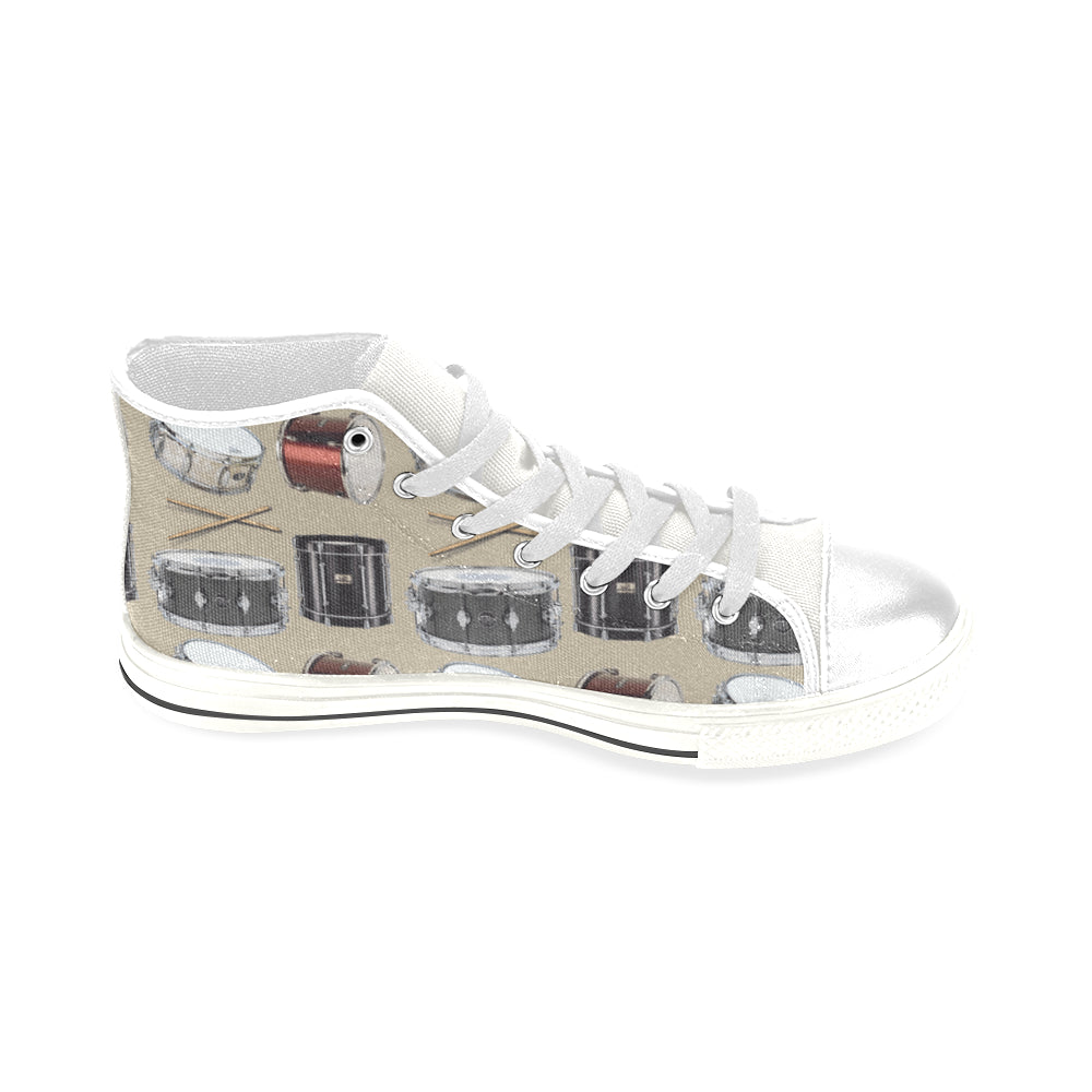 Drum Pattern White Men’s Classic High Top Canvas Shoes - TeeAmazing