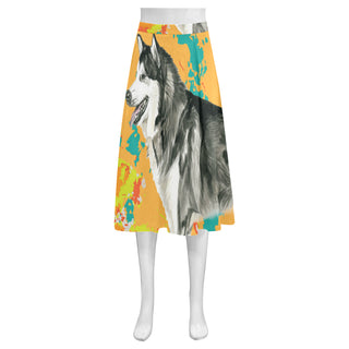 Alaskan Malamute Water Colour No.2 Mnemosyne Women's Crepe Skirt (Model D16) - TeeAmazing