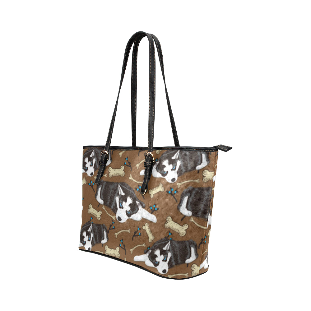 Siberian Husky Leather Tote Bag/Small - TeeAmazing