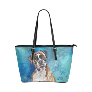 Boxer Water Colour Leather Tote Bag/Small - TeeAmazing