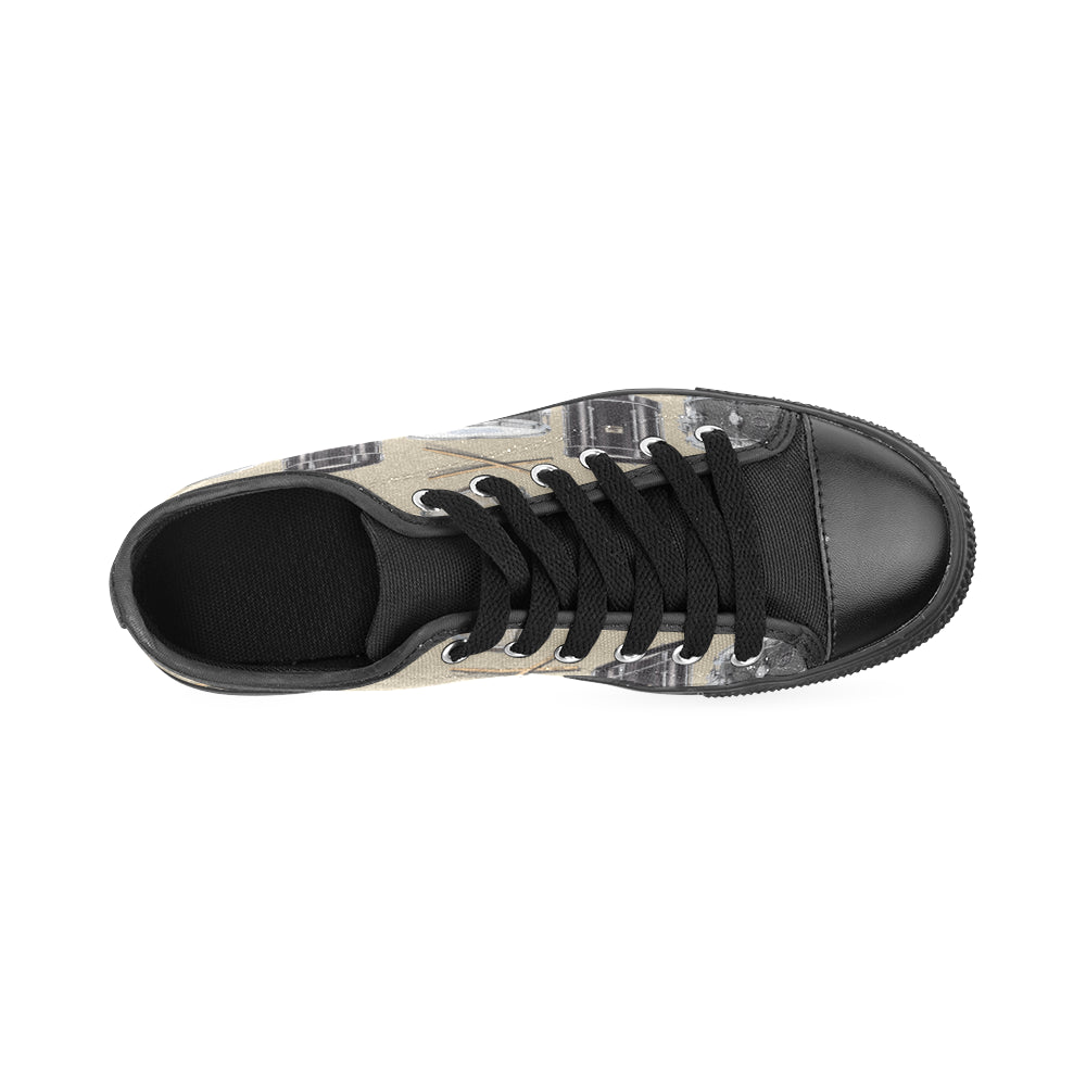 Drum Pattern Black Low Top Canvas Shoes for Kid - TeeAmazing