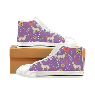 Labrador Retriever Flower White Men’s Classic High Top Canvas Shoes - TeeAmazing