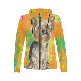 Yorkshire Terrier Water Colour No.1 All Over Print Full Zip Hoodie for Women - TeeAmazing