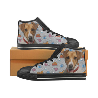 Jack Russell Terrier Black Men’s Classic High Top Canvas Shoes - TeeAmazing