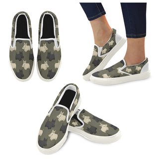 Scottish Terrier White Women's Slip-on Canvas Shoes - TeeAmazing