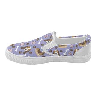 Basset Hound Pattern White Women's Slip-on Canvas Shoes - TeeAmazing