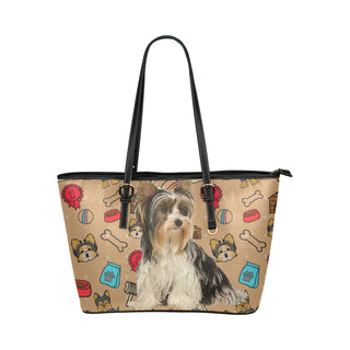 Biewer Terrier Leather Tote Bag/Small - TeeAmazing