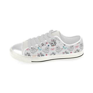 Maltese Pattern White Low Top Canvas Shoes for Kid - TeeAmazing