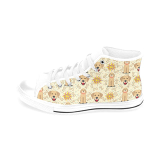 Golden-Retriever5400x8100ฟGolden Retriever Pattern White Men’s Classic High Top Canvas Shoes /Large Size - TeeAmazing