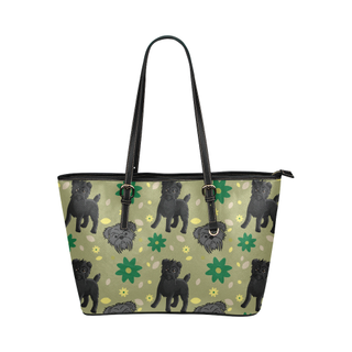 Affenpinschers Flower Leather Tote Bag/Small - TeeAmazing