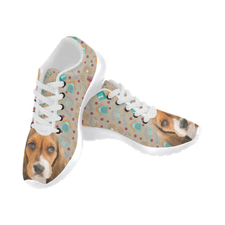 Basset Hound White Sneakers Size 13-15 for Men - TeeAmazing