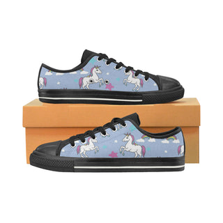 Unicorn Pattern Black Low Top Canvas Shoes for Kid - TeeAmazing