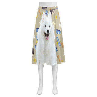 Samoyed Dog Mnemosyne Women's Crepe Skirt (Model D16) - TeeAmazing