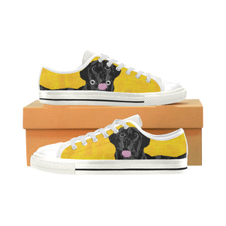 Black Labrador White Low Top Canvas Shoes for Kid - TeeAmazing