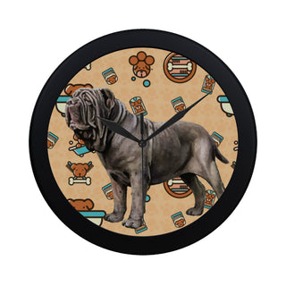 Neapolitan Mastiff Dog Black Circular Plastic Wall clock - TeeAmazing