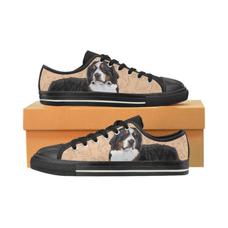 Bernese Mountain Black Low Top Canvas Shoes for Kid - TeeAmazing