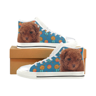 Baby Poodle Dog White High Top Canvas Shoes for Kid - TeeAmazing