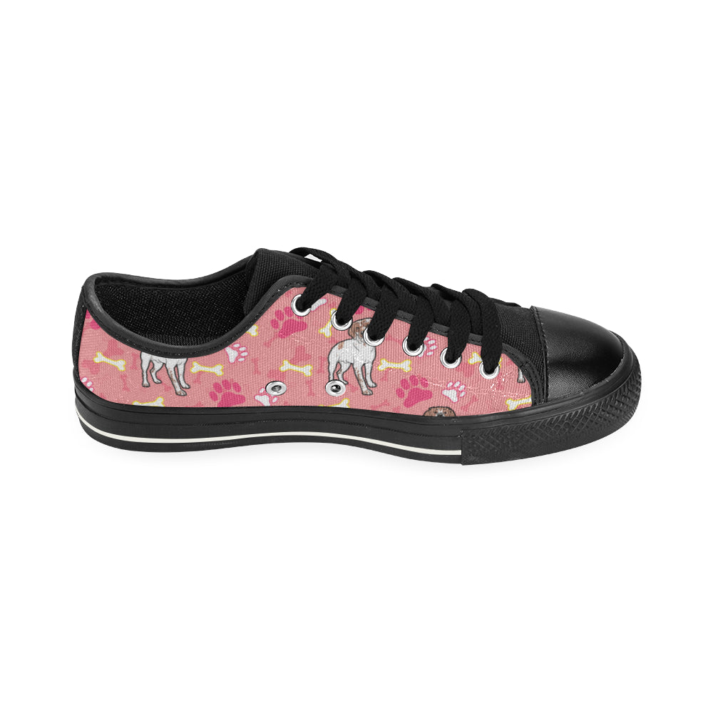 Brittany Spaniel Pattern Black Low Top Canvas Shoes for Kid - TeeAmazing