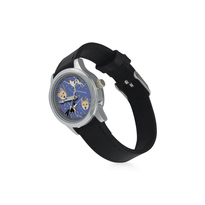 Canaan Dog Kid's Stainless Steel Leather Strap Watch - TeeAmazing