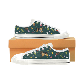 Tervuren Flower White Low Top Canvas Shoes for Kid (Model 018) - TeeAmazing